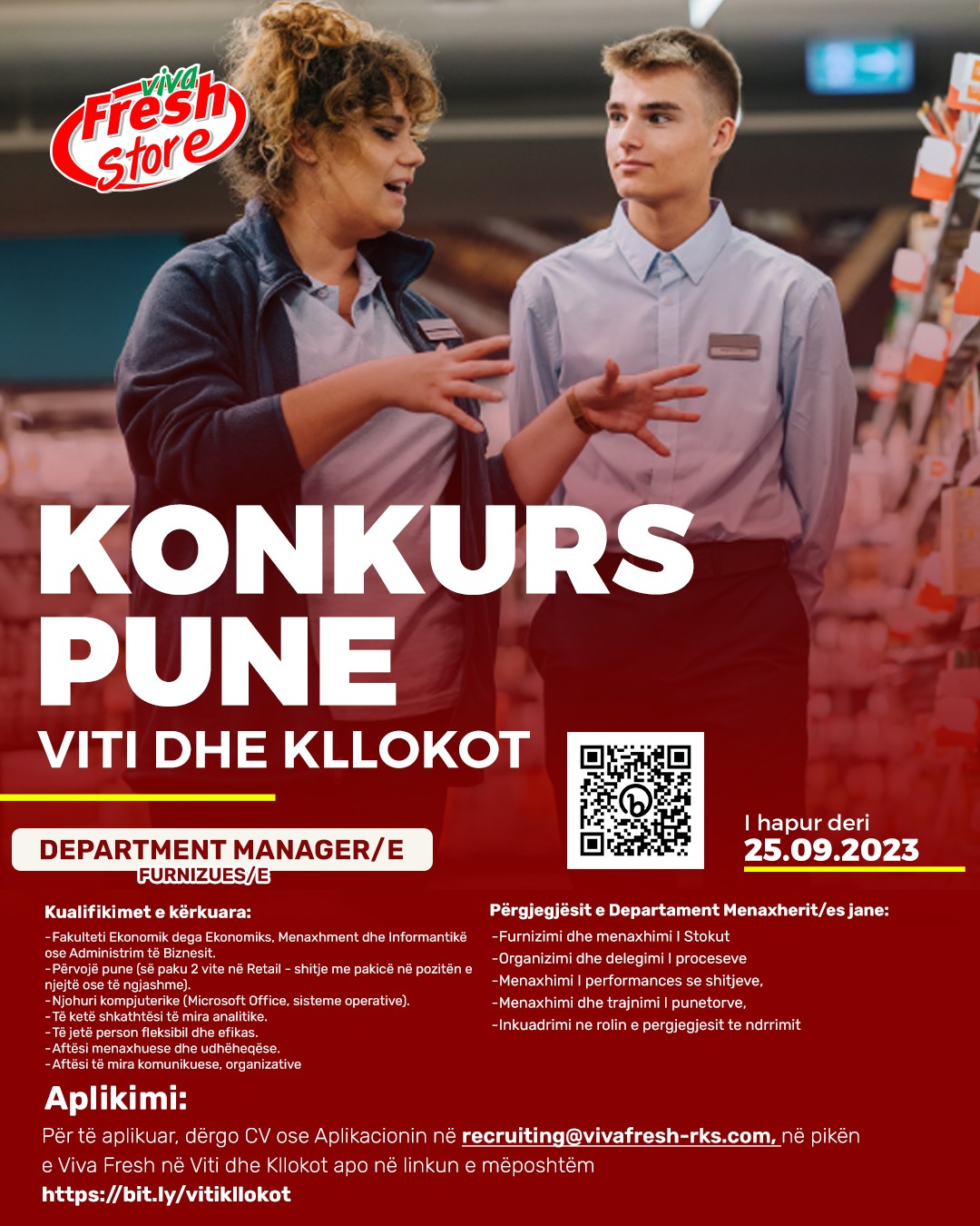 Department Manager/e, Furnizues/e